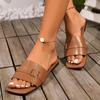 Summer women's flat bottomed belt buckle one line beach slippers