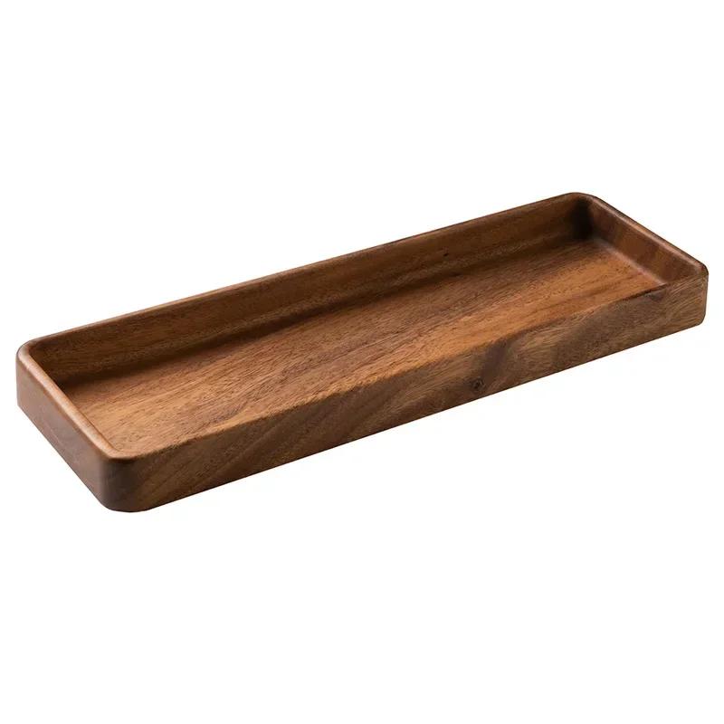 Breakfast Plate Rectangular Deep Plate Tray for Food Snack Dish Fruit Bowl Wooden Tableware Plates Trays Serving Dry Wood Dining