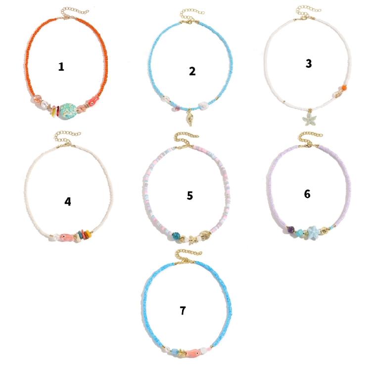 Vintage Sea Charm Pendant Neckchain Fashionable Beaded Necklace Temperament Neckwear Fashion Jewelry Piece