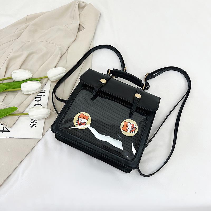 

2024 summer new simple retro simple fashion backpack crossbody shoulder bag women s fashion backpack чёрный