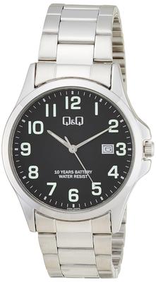 Citizen Analog Pil Tarih Metal Siyah Q&Q Erkek Kol Saati, 10 Yıl Ömürlü, Su Geçirmez, Ekran, Kayış, A23A-002PK,