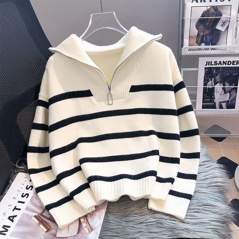 

Women s Autumn and Winter Fashion Thickened Short Striped Bottoming Shirt XL синий