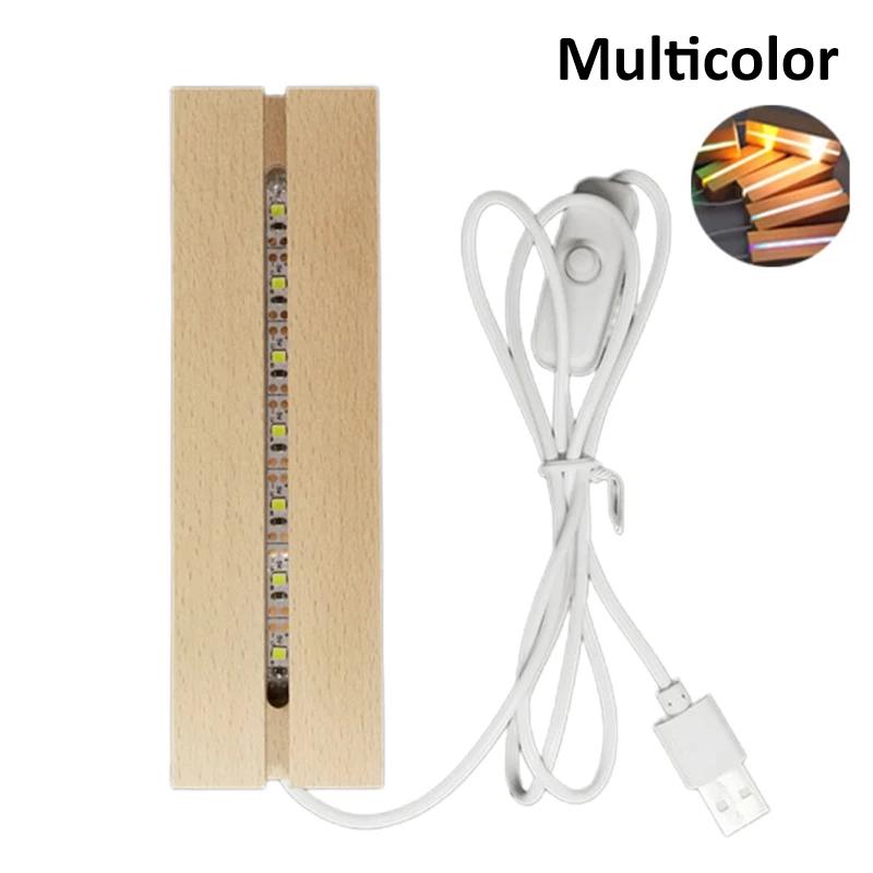 Creative Rectangular Night Light Base Indoor Decor Atmosphere Lamp Craft 3D Acrylic LED Base Suitable Holiday Gift USB Powered