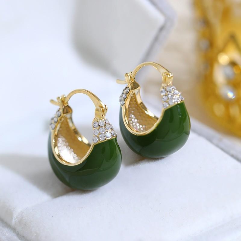 Classic Ear Buckle Anti-allergic Real Gold Electroplated Zircon Opal Earrings for Women