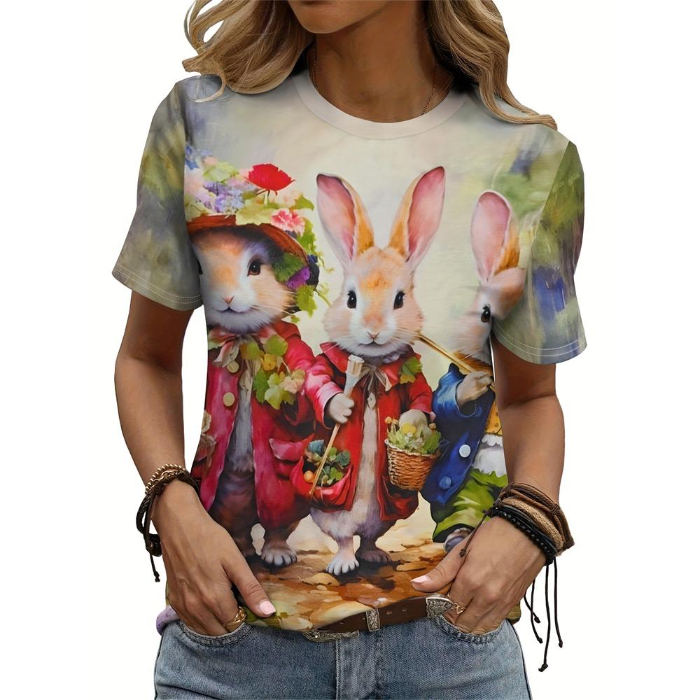 Summer Fashion Short Sleeve Casual Top Loose Women's T Shirt Cute Cat Cow Pattern Printed Woman Clothing Y2k Ladies Clothes Tees