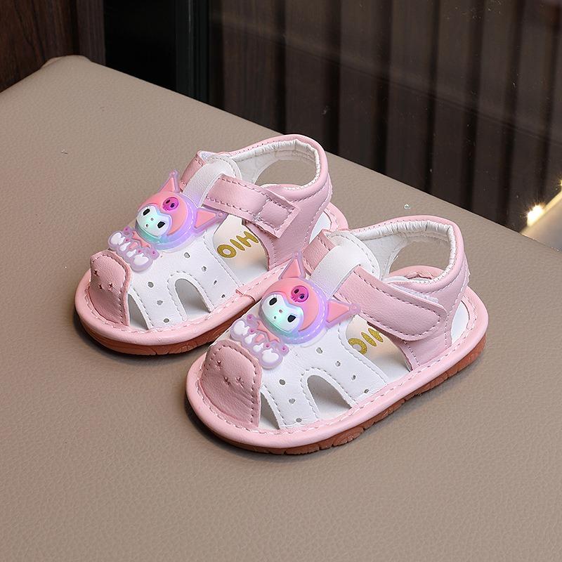 Summer new baby sandals girls' baby shoes squeaky shoes cartoon light-up shoes 0-1 year old girls' walking shoes