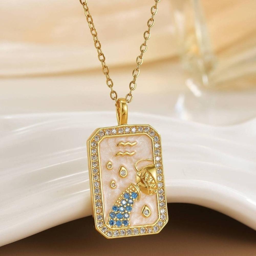 

Zircon Retro Clavicle Chain Gold Plated Zodiac Pendant Necklace Women Men Scorpio