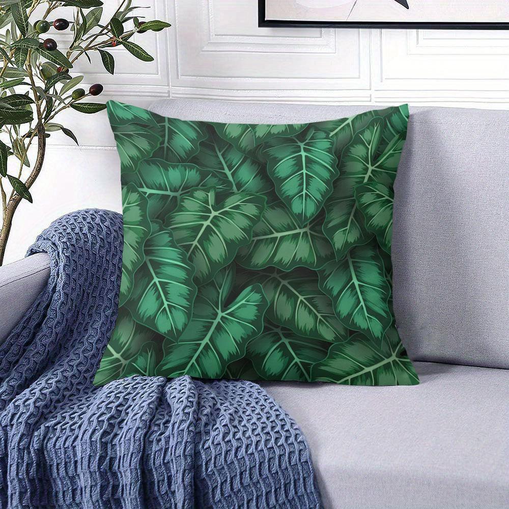 Green Leaf Pattern square Jacquard Pillow Cover for Sofa Office Waist Cushion Cover Home Decorative Pillowcase