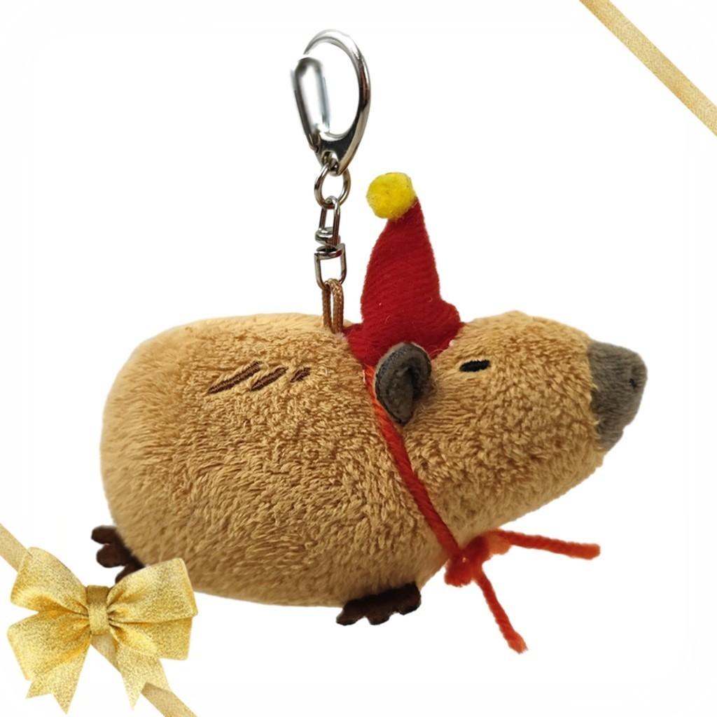 Capybara Plush Pendant Toy Cross-border Stock Squeaky Guinea Pig Keychain Hanging Ornament Stuffed Animal