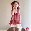 Girls Summer Checkered Sleeveless Dress Korean Casual Sundress for Toddlers and Kids