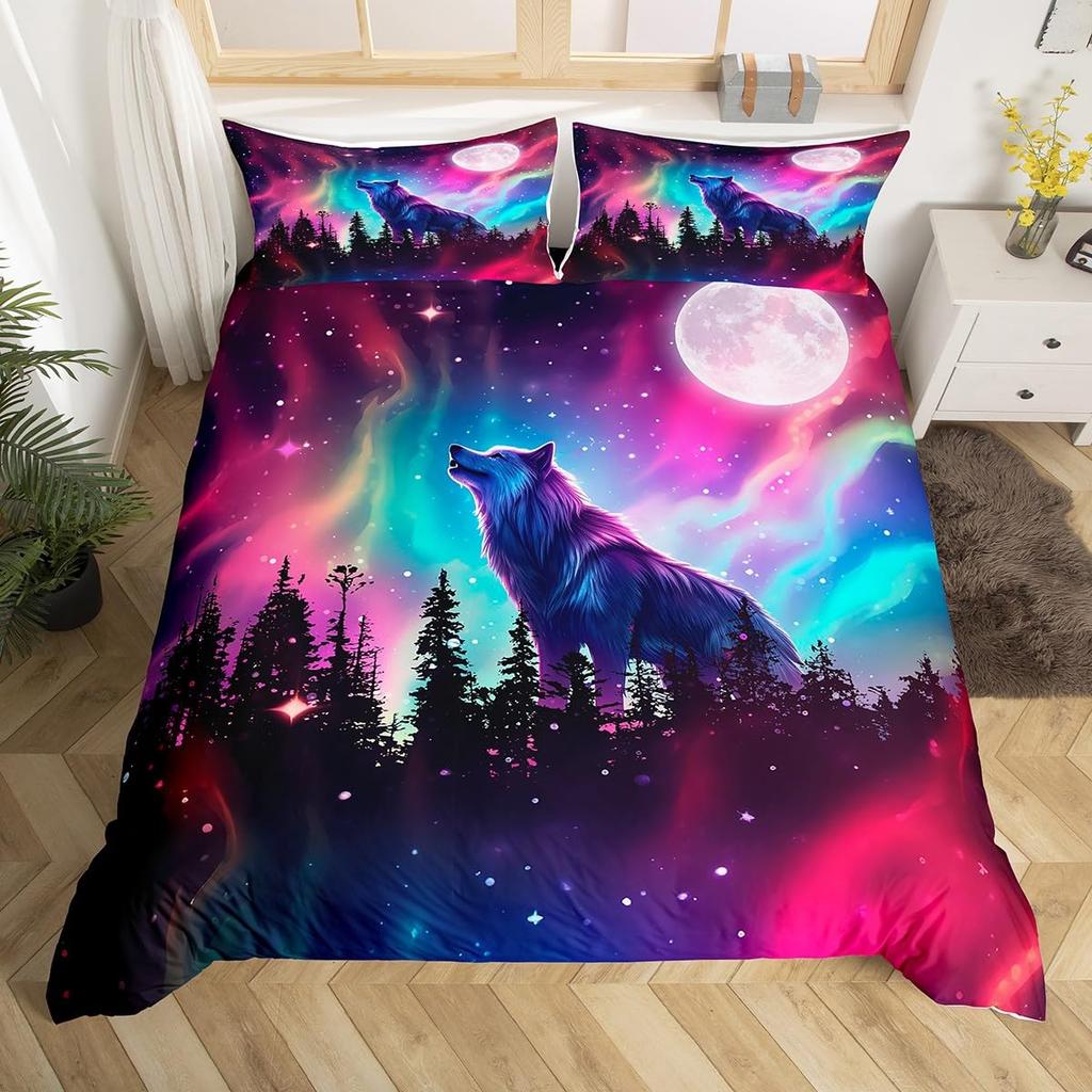 Wolf Duvet Cover Twin Queen 2/3Pcs Wild Animal Wolves Bedding Set For Boys Girls Teens Microfiber Snow Mountain Comforter Cover