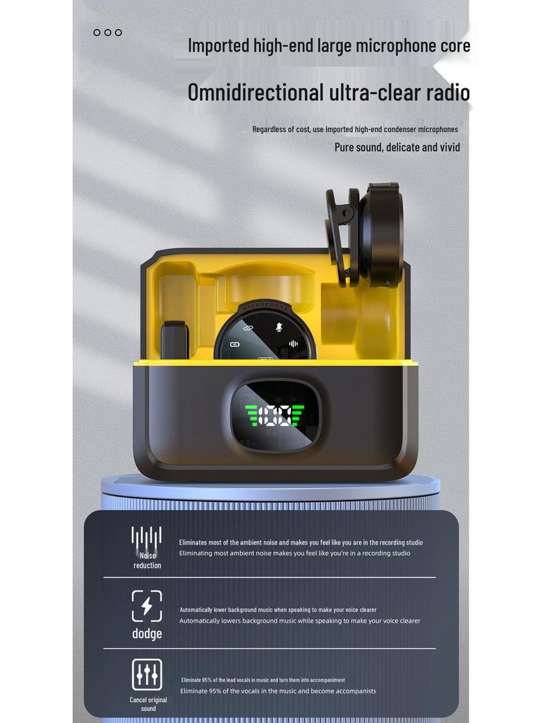 J6 Dual Wireless Magnetic Lapel Microphone with Noise Cancellation and Live Reverb