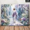 Canvas Painting - Religious Christ Figure in White Robe, Vintage Wall Suitable for Home Church Office Chapel Decor,