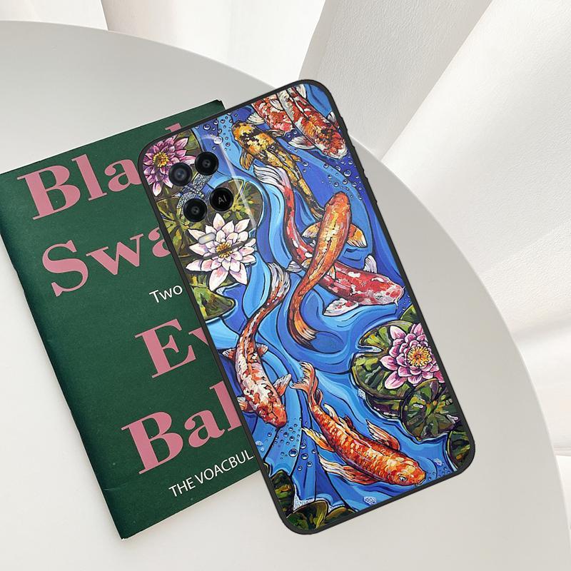 Koi Carp Fish Painting Case For Oppo A96 A76 A16 A15 A17 A52 A72 A54S A57S A58 A78 A98 A57 A77 A54 A74 A94 Cover