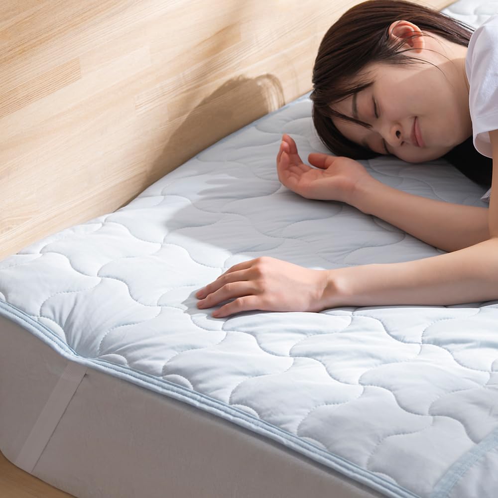 IRIS OHYAMA Cooling Mattress Double Light Cool Summer Bedding Pad, Size, BSP-NPES5-D, Blue,