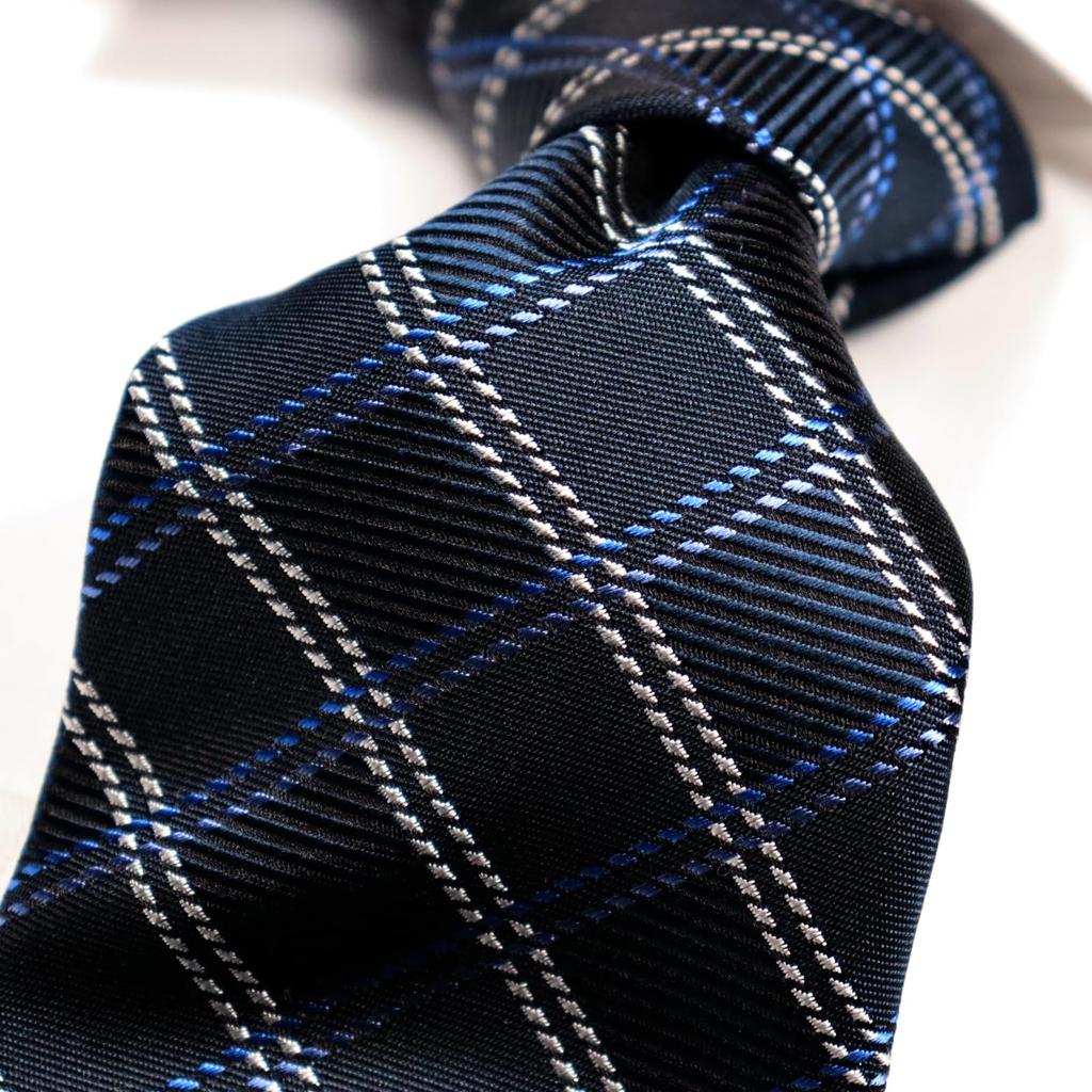 [Michiko London] Made in Japan KOSHINO Check Pattern Silk Necktie - 100% Silk - Perfect for Suits and Jackets - Stylish and Ideal for Men and Women -