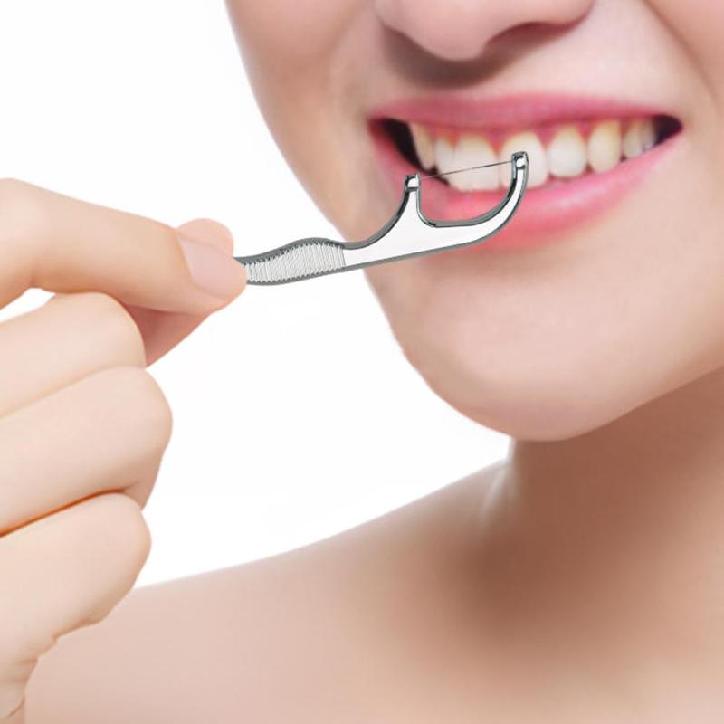 1pc Stainless Steel Toothpicks Pocket Set Portable Floss Pick Reusable Metal Toothpicks Tooth CleaningTool Kit With Storage Tube