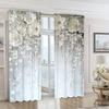 2pcs Elegant White Floral Print Curtains – Rod Pocket Design   Ideal for Living Room Bedroom Office Caf and Vacation Home Decor