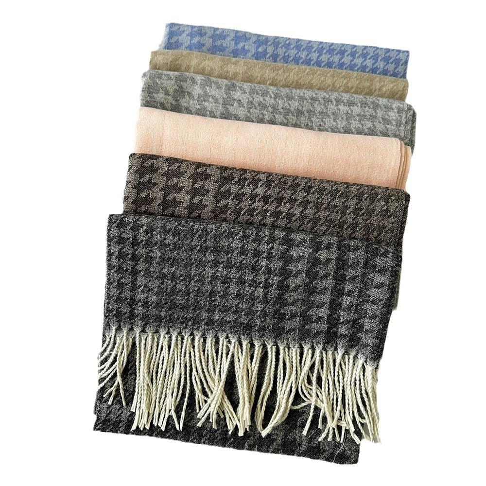 Winter Scarf for Women High End Fashion Houndstooth Shawl  Long Tassel Imitation Cashmere Men's Warm Scarf
