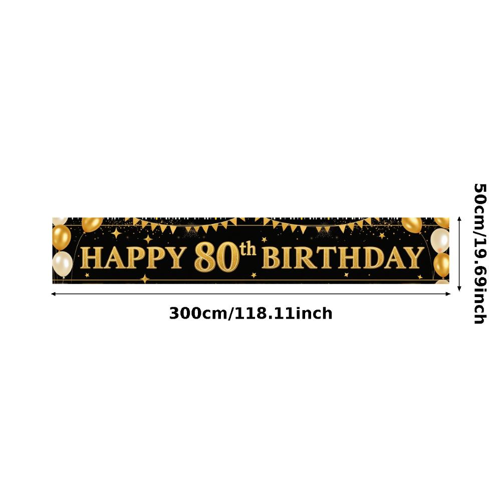 Akcenty Balonowe Baner Urodzinowy Kamień Milowy Dekoracja na 80. Urodziny Baner Happy 80th Birthday Do Sesji Zdjęciowej Kamień Milowy