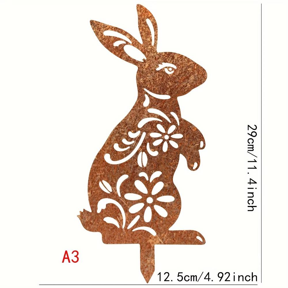 

1 pc Vintage Rusty Rabbit Garden Stake Metal Patina Finish Outdoor Decor Backyard Patio Farm Landscaping TY6650-03-xiu
