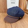 Temperament contrasting octagonal hat women's metal buckle newsboy hat British style splicing brim beret autumn versatile hat