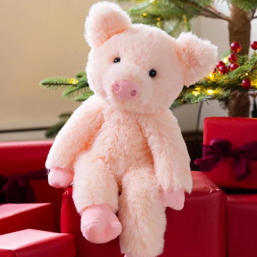 Soft Pink Fur Pig Stuffed Animal Plush Toy with 100 Recycled Stuffing Cute and Cuddly Farm Oinks Designed in USA
