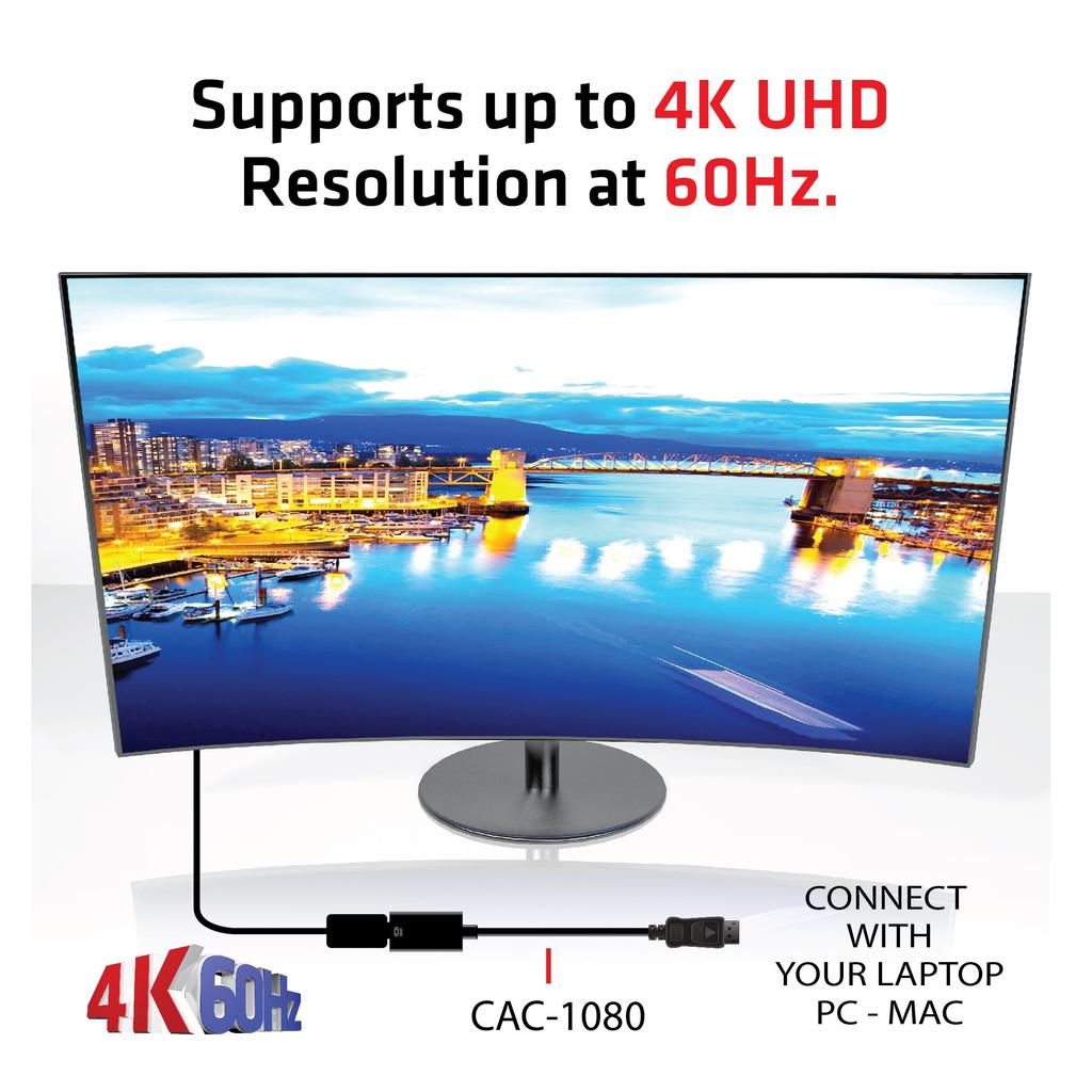 Club3D DisplayPort 1.4 To HDMI 2.0b HDR (High Dynamic Range) Compatible 4K 60Hz Active Adapter (CAC-1080)