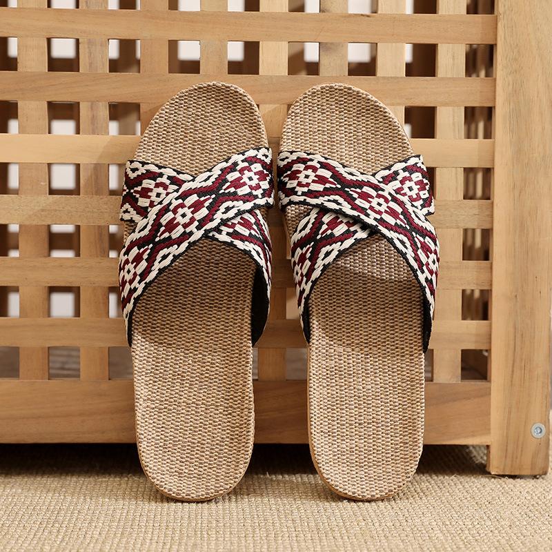 Linen slippers four seasons men and women summer home use couple indoor floor non-slip home spring and autumn cotton and linen cool slippers women