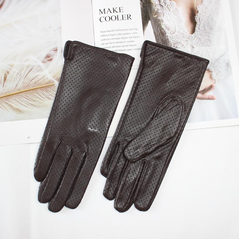 

Новые женские перчатки из овчины, модный дизайн с полной сеткой, прохладные дышащие, шелковая подкладка, кожаные перчатки для вождения 8.5