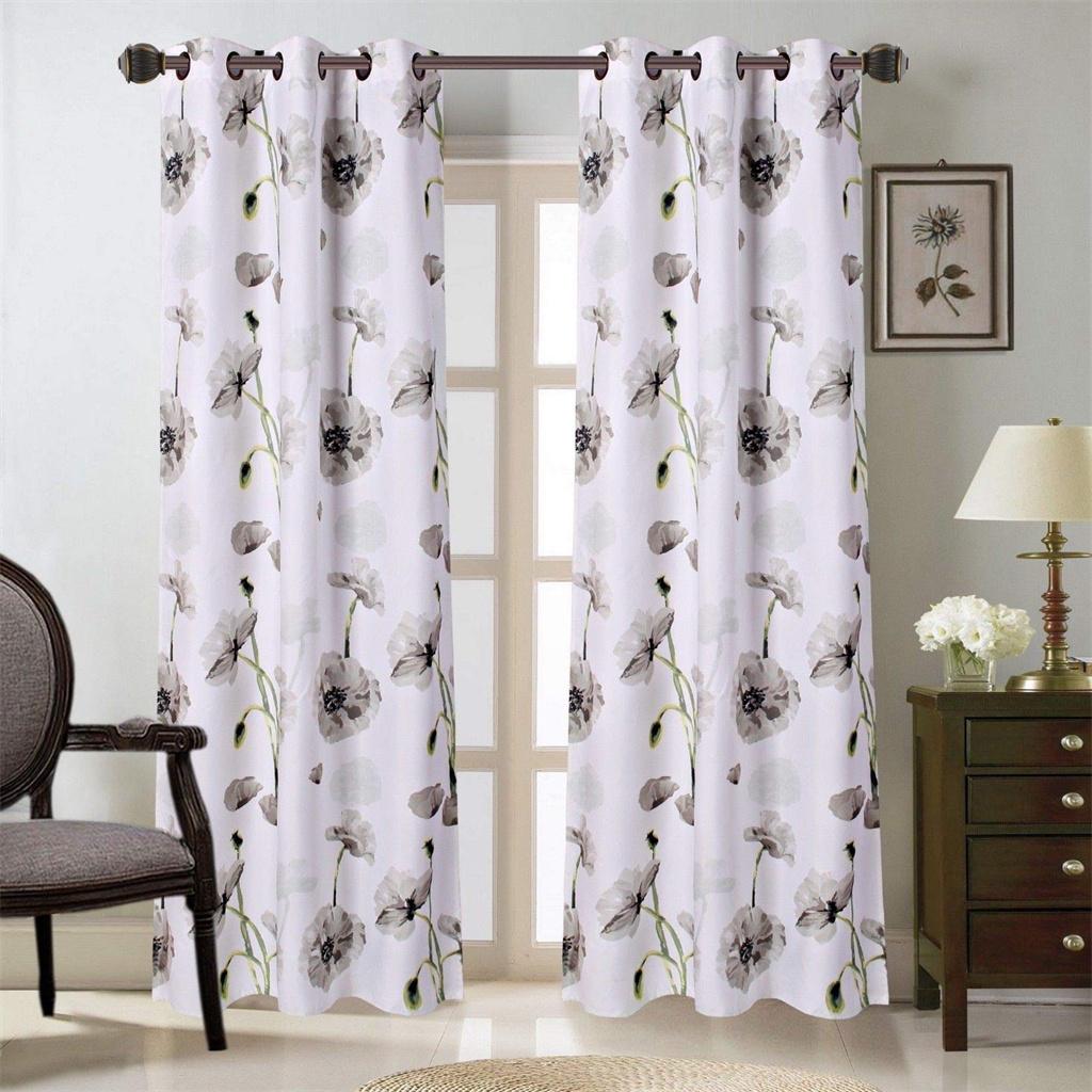 Farge Vakkert Blomsterdesign Solskjermingsgardiner Luksuriøs Stue Hjemmegardin Jenterom Dekorasjon Tynn Gardiner 2 Stykker