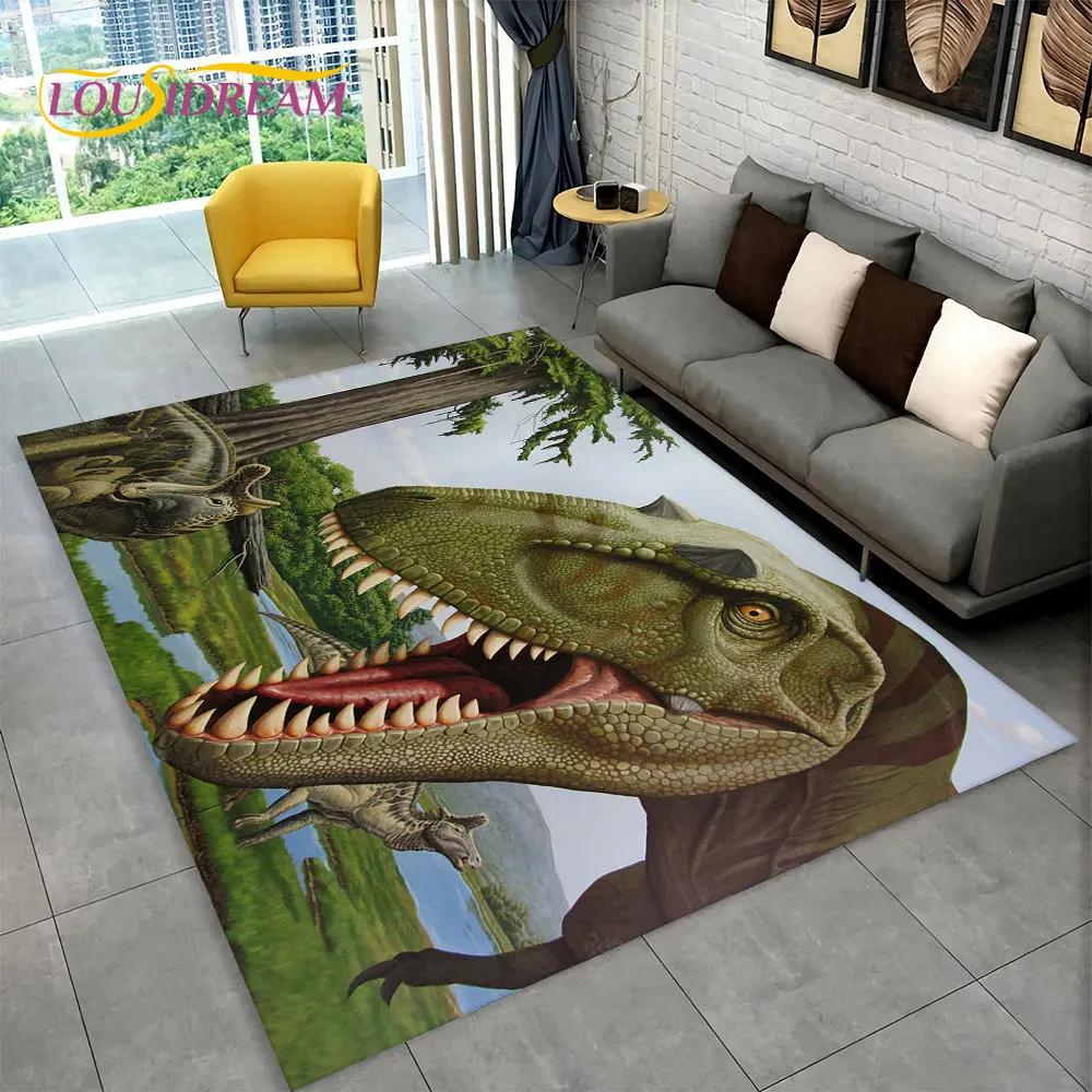 Koberec 3D vizuální iluze pro dinosaury,Koberec pro domácí obývací pokoj Ložnice Pohovka Herna Dekor rohožky,Kid protiskluzové podlahové rohože