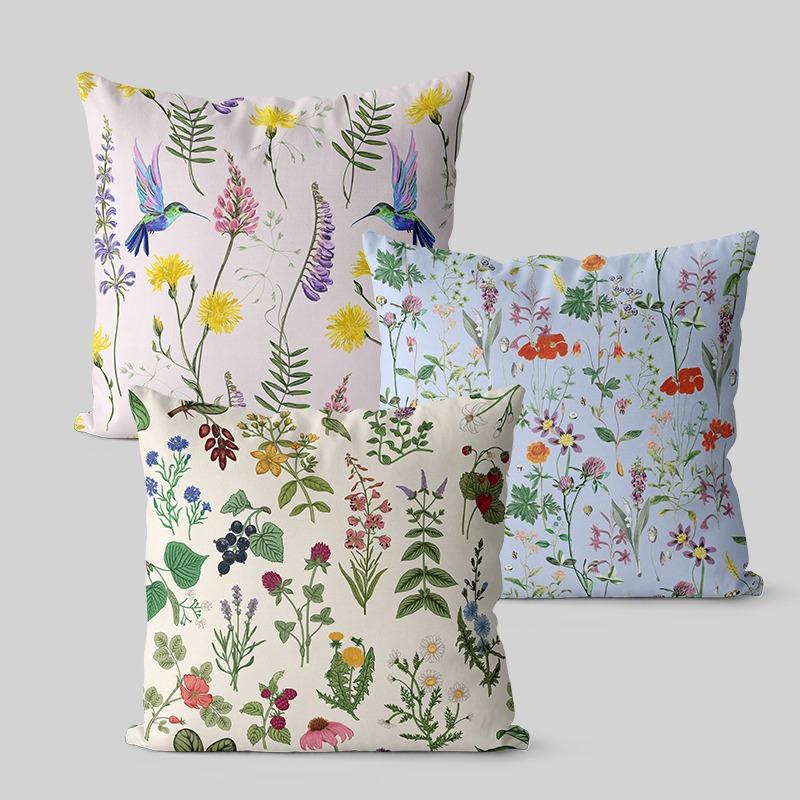 Retro Flower and Bird Pillowcase Dormitory Decoration Office Living Room Sofa Home Pillowcase