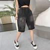 Plus Size Thin Vintage Ripped High Waist Casual Loose Women Summer Half Jeans Denim Harem Pants