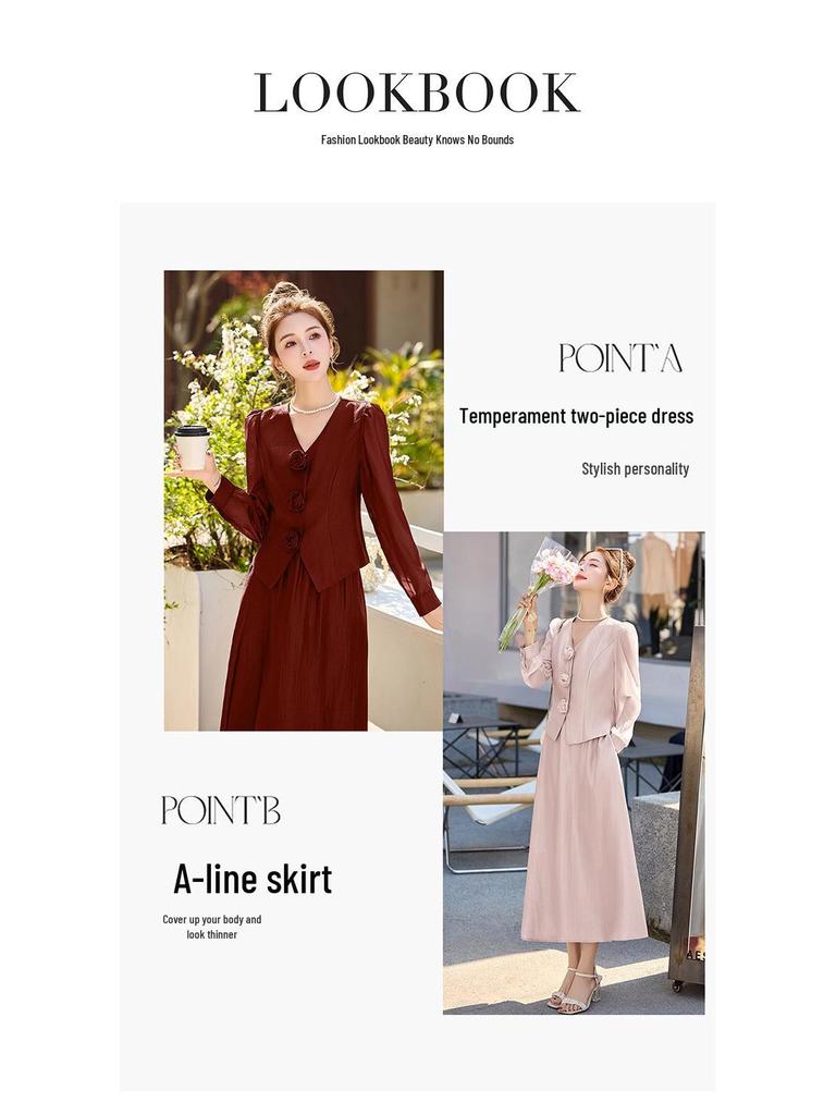 Stylish Spring/Summer 2025 Suit: Trendy Coat & Midi Skirt Set YB8865