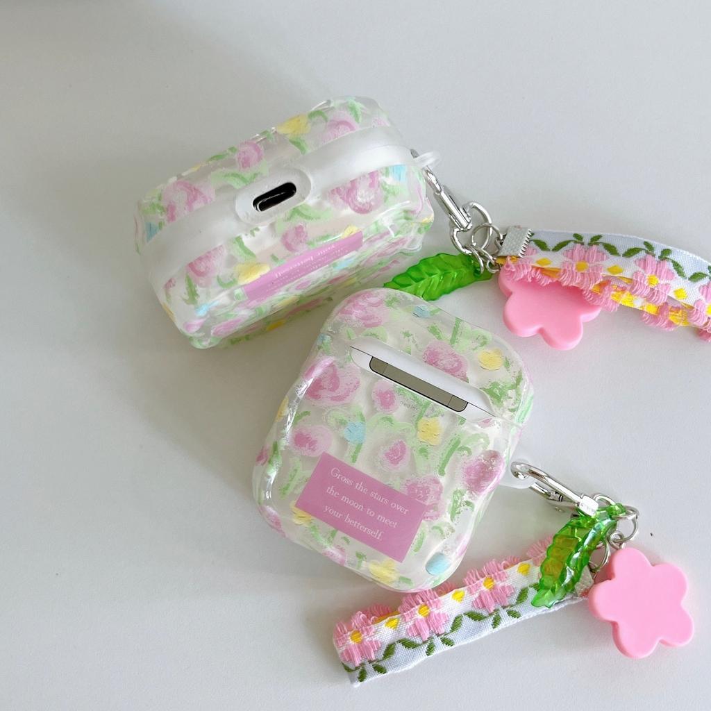 Letter Flower for AirPods1 Protective Cover Female Apple 1/1 Generation AirPods Pro1 Earphone Cover Simple