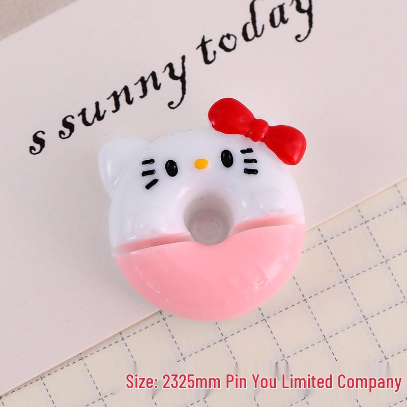 Glossy Sanrio Cartoon Donut DIY Accessory Set: Phone Case, Hair Clip, Water Bottle, Keychain, Resin Stickers