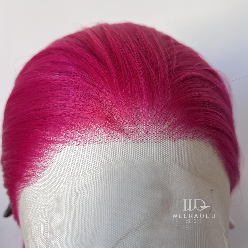 Hot Pink Lace Front Wig Mira Cosplay Wig 26inch Long Straight Hair Wig 13*4 Lace Frontal Anime Cosplay High Quality Fibers