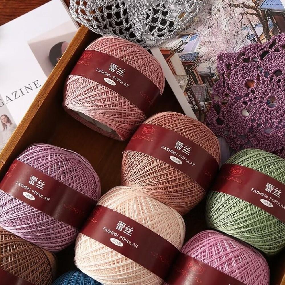 50g/Ball Size 6 Lace Thread Thin Thread Pure Cotton Crochet Thread Strong Twisted Needlework Sewing Supplies Hand Knitting