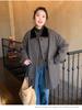 Plus Size Women's Korean Style Wool-Blend Down Coat 2025: Loose, Warm, Windproof Lapel Jacket