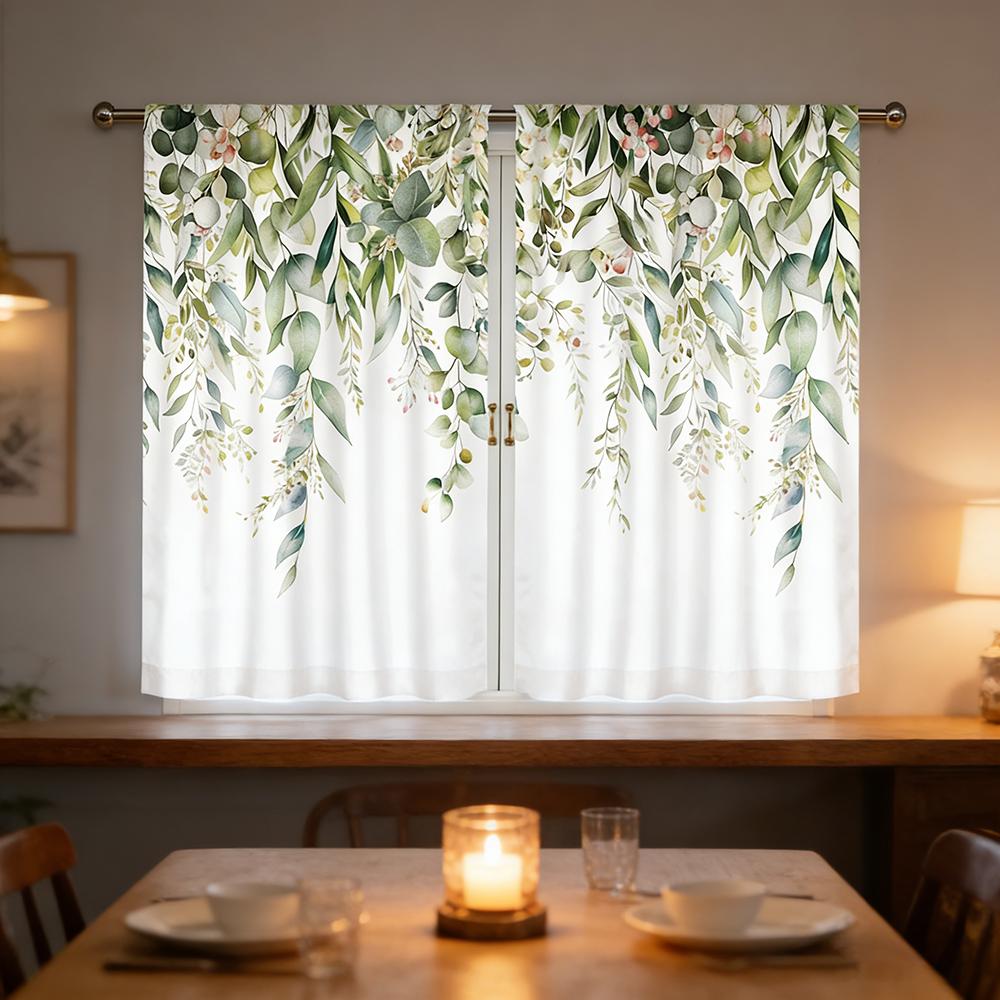 2PCS Digital Printed Curtains with Sage Design, Stylish Window Drapes for Living Room Bedroom Home Decoration and Kitchen