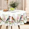 Spring And Summer Four Seasons Fresh Pastoral Flower And Bird Tablecloth, Round Dining Table Cloth, Restaurant Decorative Cloth Cherry Blossom Bird
