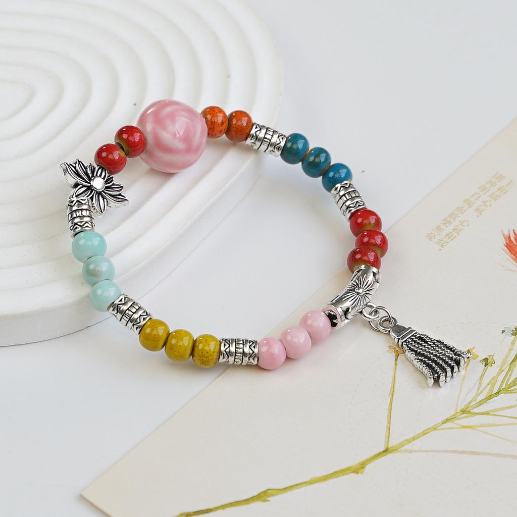 Literary Bracelet Maillard Color Jingdezhen Ceramic Bracelet Female Gift Student National Style Creative National Style Accessories