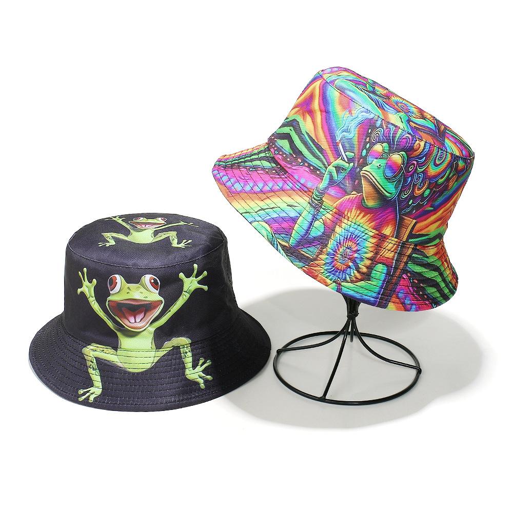 European and American spring and summer sun hat outdoor casual versatile basin hat frog cartoon bucket hat female