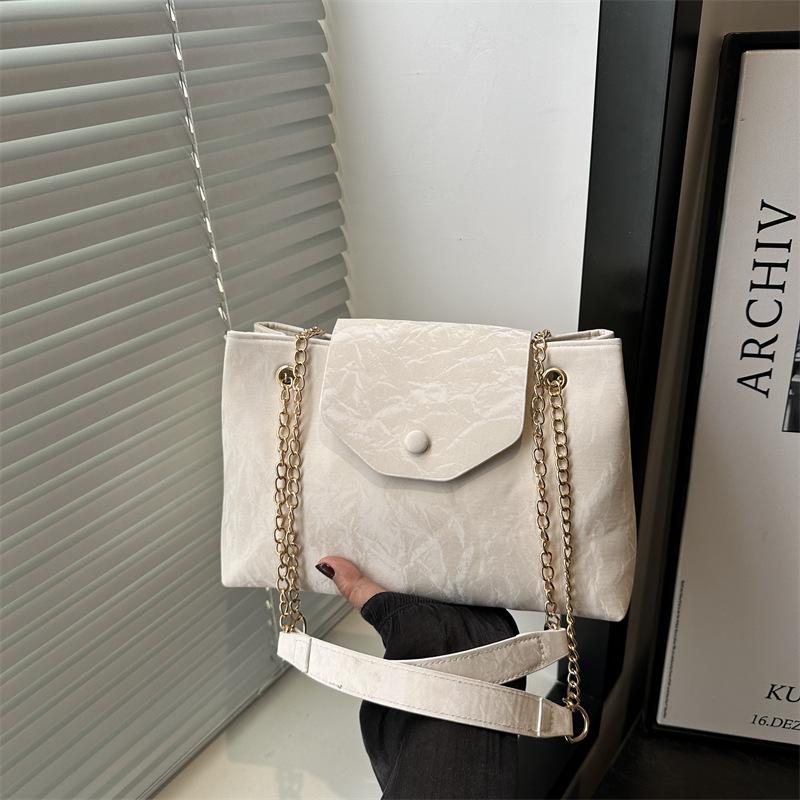 Summer Beautiful Solid Color Large Capacity Daily Practical Tote Bag Chain Single Shoulder Underarm Messenger Bag Casual Bag