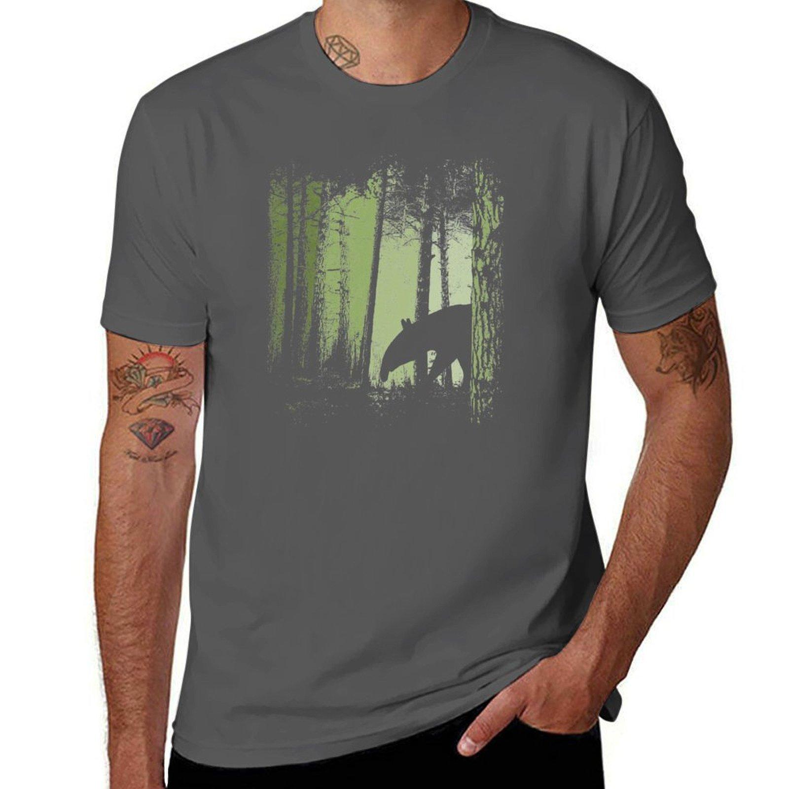 

Funky Stylish Tapir Silhouette in Twilight Jungle Forest T-Shirt t shirts for man graphic funny cotton t shirt pack T-Shirt 4XL