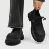 Men's Leather Shoes Black Thick Sole Round Toe Platform Male Casual Derby Shoe Cowhide Classic Original Legitimate Designer Pu