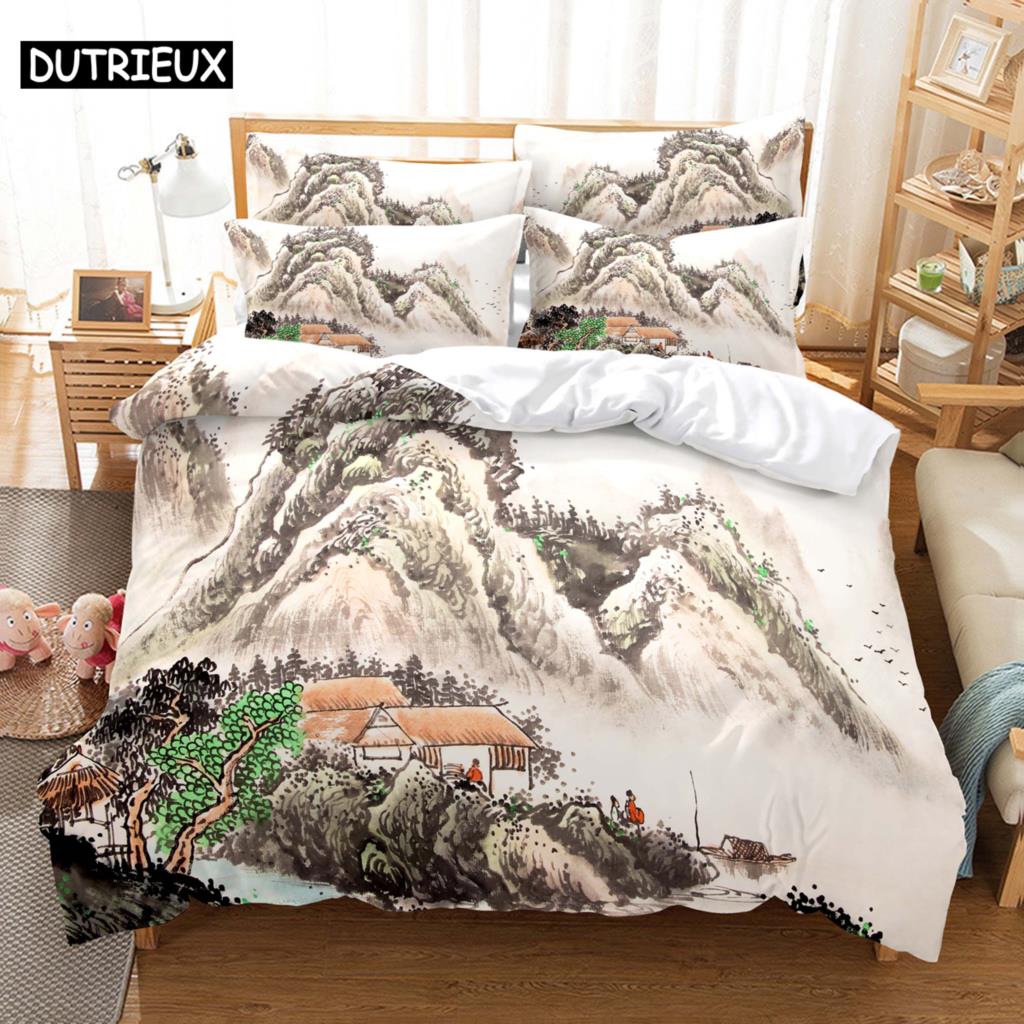 3D HD Scenic Quilt Cover Duvet Pillow Case bed Set Linen Woods Scene Forest King Queen Twin Single Double 3PCS 2PCS Home Textile