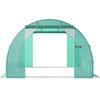 Walk-in Tunnel Greenhouse, 20 X 10 X 7 Ft Portable Plant Hot House W/ Galvanized Steel Hoops, 3 Top Beams, 4 Diagonal Poles, 2 Zippered Doors & 12