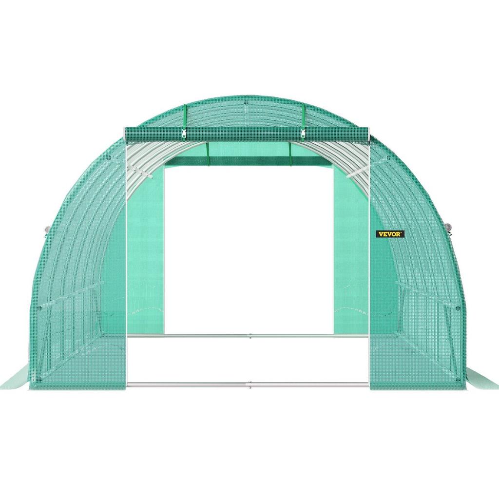 Walk-in Tunnel Greenhouse, 20 X 10 X 7 Ft Portable Plant Hot House W/ Galvanized Steel Hoops, 3 Top Beams, 4 Diagonal Poles, 2 Zippered Doors & 12